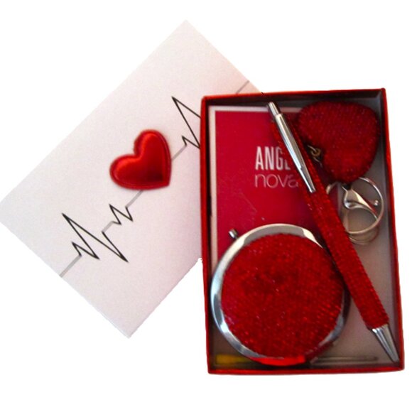 Purse Gift Set Crystal Mirror, Pen, Heart Keychain & Musler Angel Nova Scent NEW - Picture 3 of 3